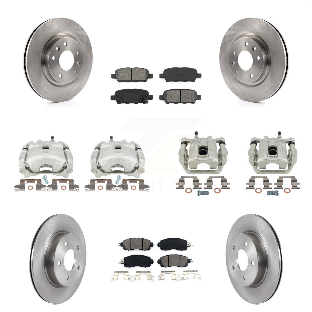 Front Rear Disc Brake Caliper Rotors And Semi-Metallic Pads Kit (10Pc) For 2017 Nissan LEAF With Electric Parking KC8-100936S by Transit Auto