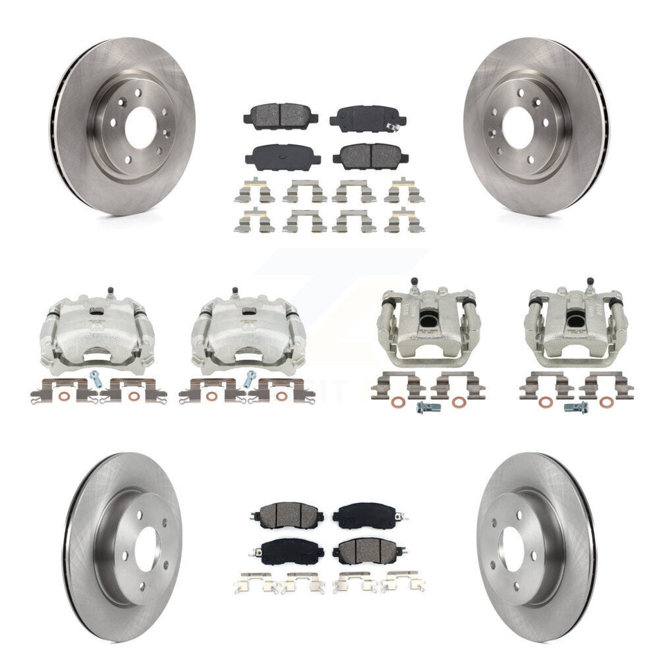 Front Rear Disc Brake Caliper Rotors And Semi-Metallic Pads Kit (10Pc) For 2017 Nissan LEAF With Electric Parking KC8-100936S