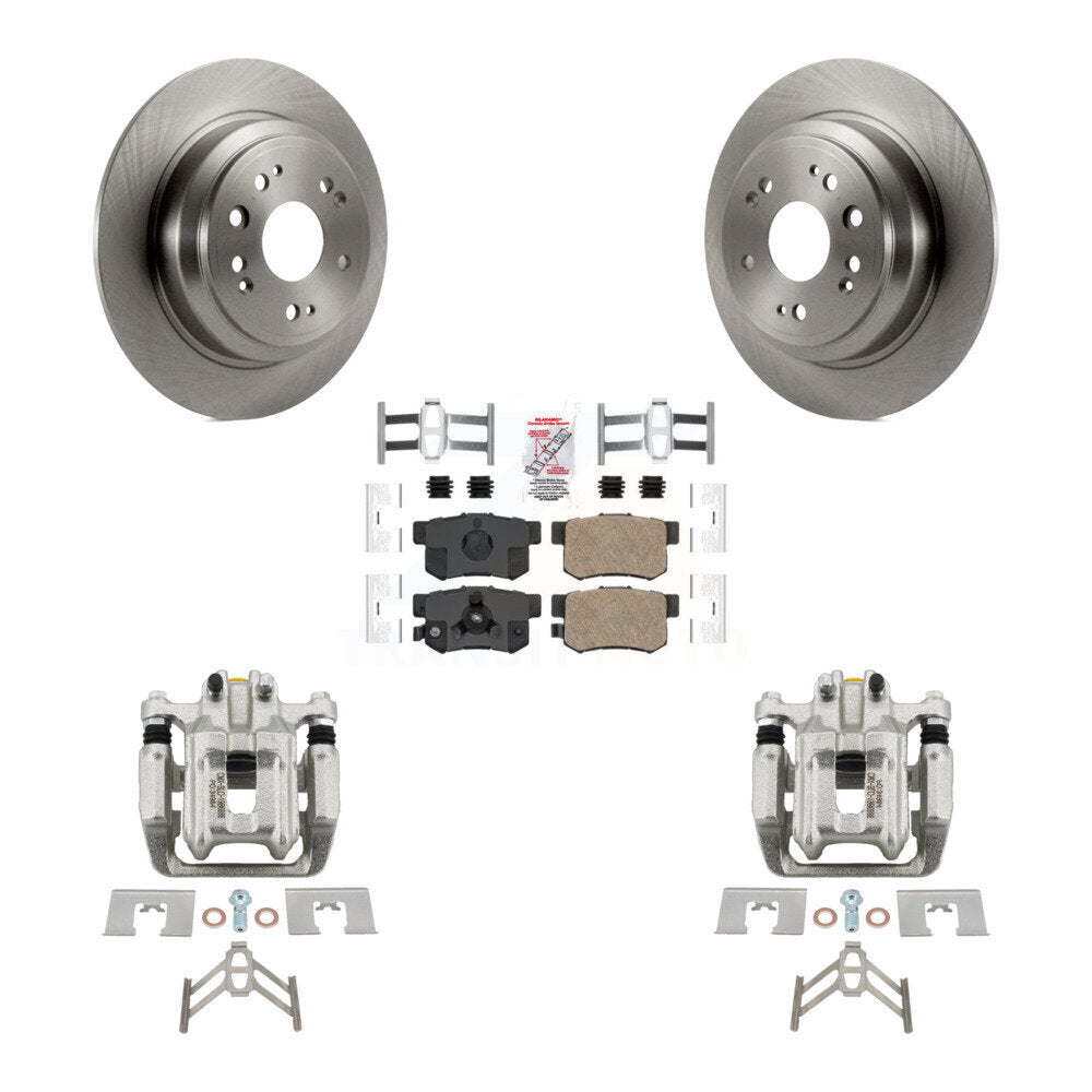 Rear Disc Brake Caliper Rotors And Ceramic Pads Kit For 2012-2015 Honda Crosstour KC8-100938N