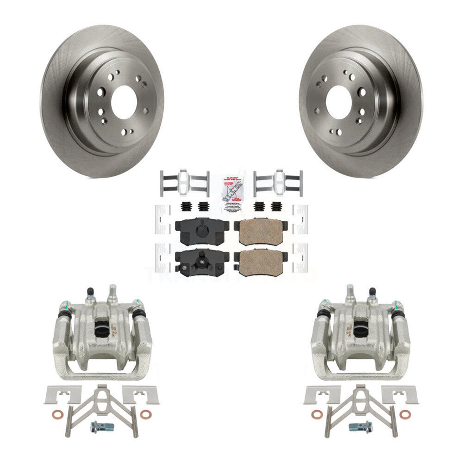 Rear Disc Brake Caliper Rotors And Ceramic Pads Kit For 2010-2011 Honda Accord Crosstour KC8-100940N by Transit Auto