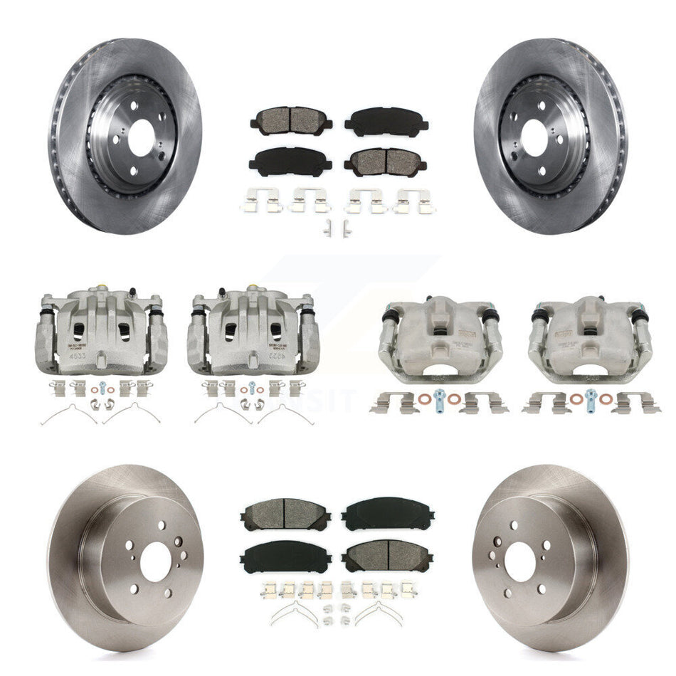 Front Rear Disc Brake Caliper Rotor & Semi-Metallic Pad Kit (10Pc) For Toyota Highlander KC8-100940S