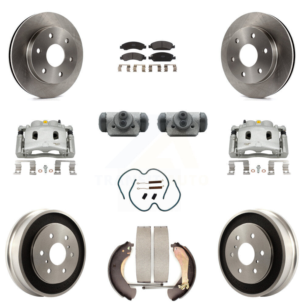 Front Rear Disc Brake Caliper Rotors Drum Semi-Metallic Pad Shoe Cylinder Kit (11Pc) For KC8-100941P