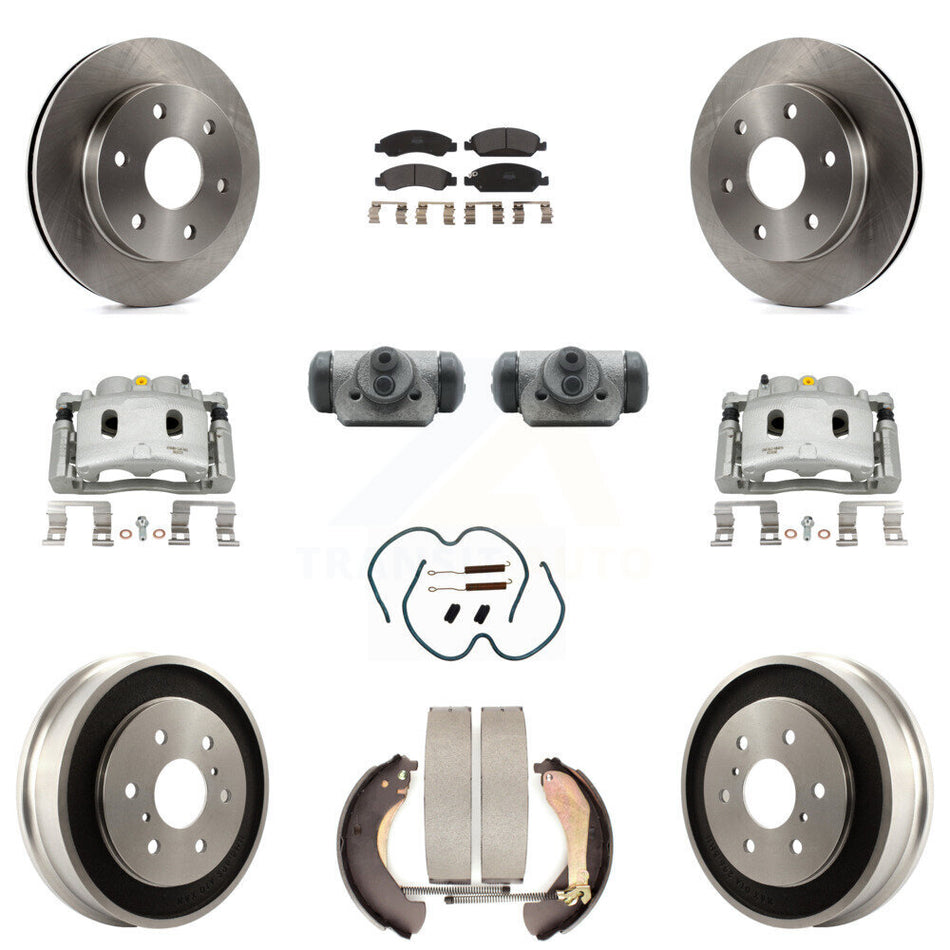 Front Rear Disc Brake Caliper Rotors Drum Semi-Metallic Pad Shoe Cylinder Kit (11Pc) For KC8-100941P
