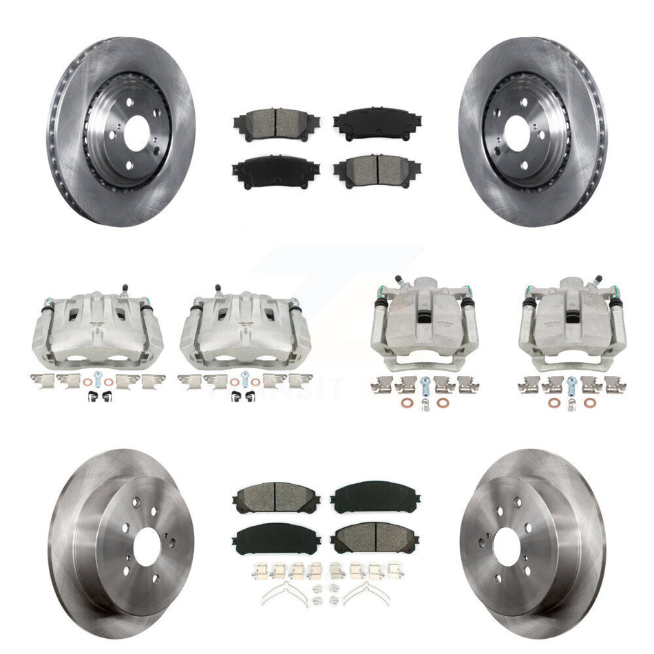 Front Rear Disc Brake Caliper Rotors And Semi-Metallic Pads Kit (10Pc) For Toyota Highlander Sienna Lexus RX350 KC8-100941S