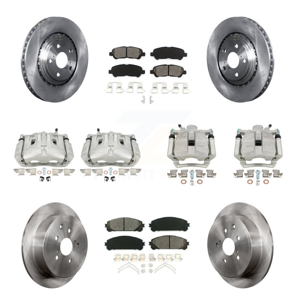 Front Rear Disc Brake Caliper Rotors And Semi-Metallic Pads Kit (10Pc) For 2014 Toyota Highlander Hybrid Limited with FULL HYBRID EV-GAS (FHEV) engine KC8-100943S