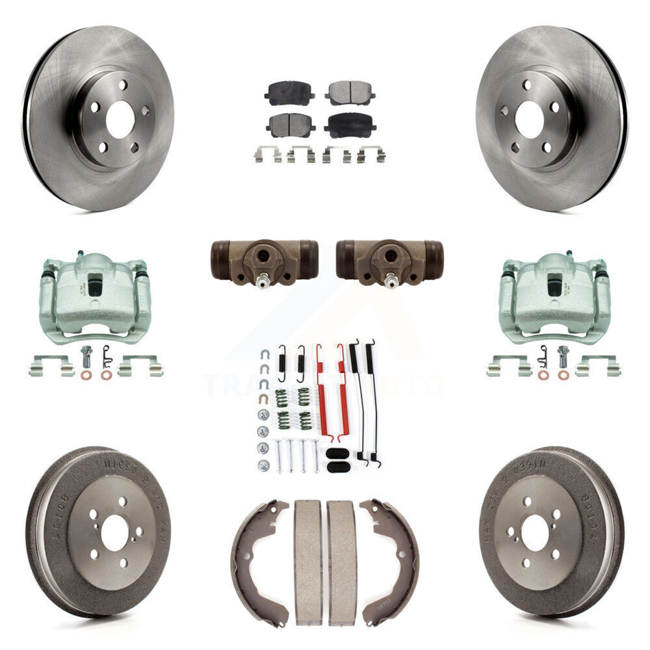 Front Rear Brake Caliper Rotors Drum Semi-Metallic Pad Shoe Cylinder Kit (11Pc) For Vibe KC8-100944P