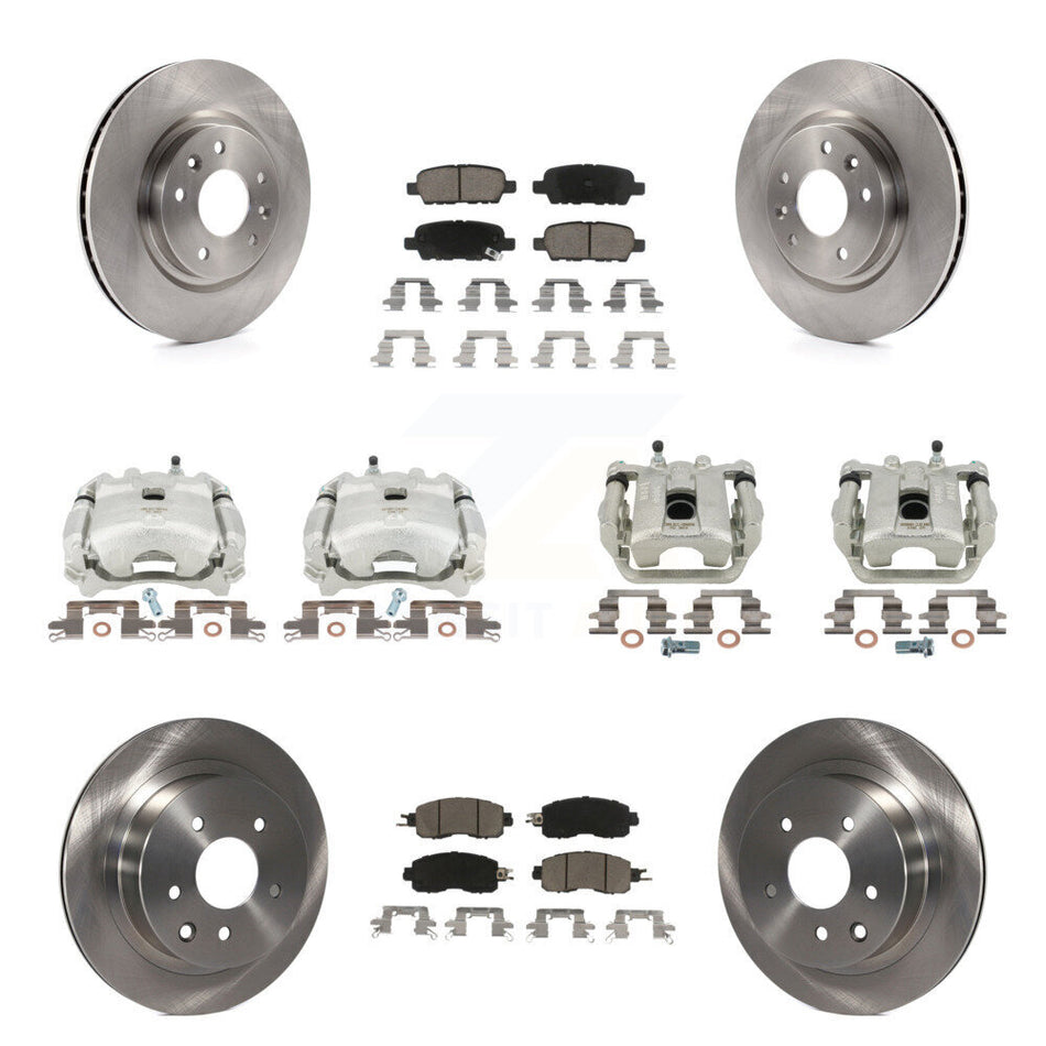 Front Rear Disc Brake Caliper Rotors And Ceramic Pads Kit (10Pc) For Nissan LEAF KC8-100945C