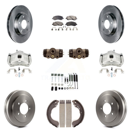 Front Rear Brake Caliper Rotors Drum Semi-Metallic Pad Shoe Cylinder Kit (11Pc) For Jeep KC8-100945P