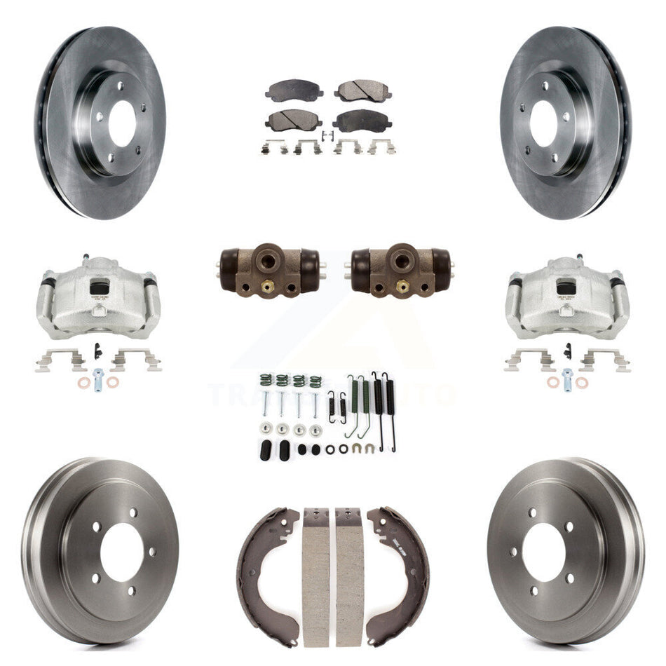 Front Rear Brake Caliper Rotors Drum Semi-Metallic Pad Shoe Cylinder Kit (11Pc) For Jeep KC8-100945P