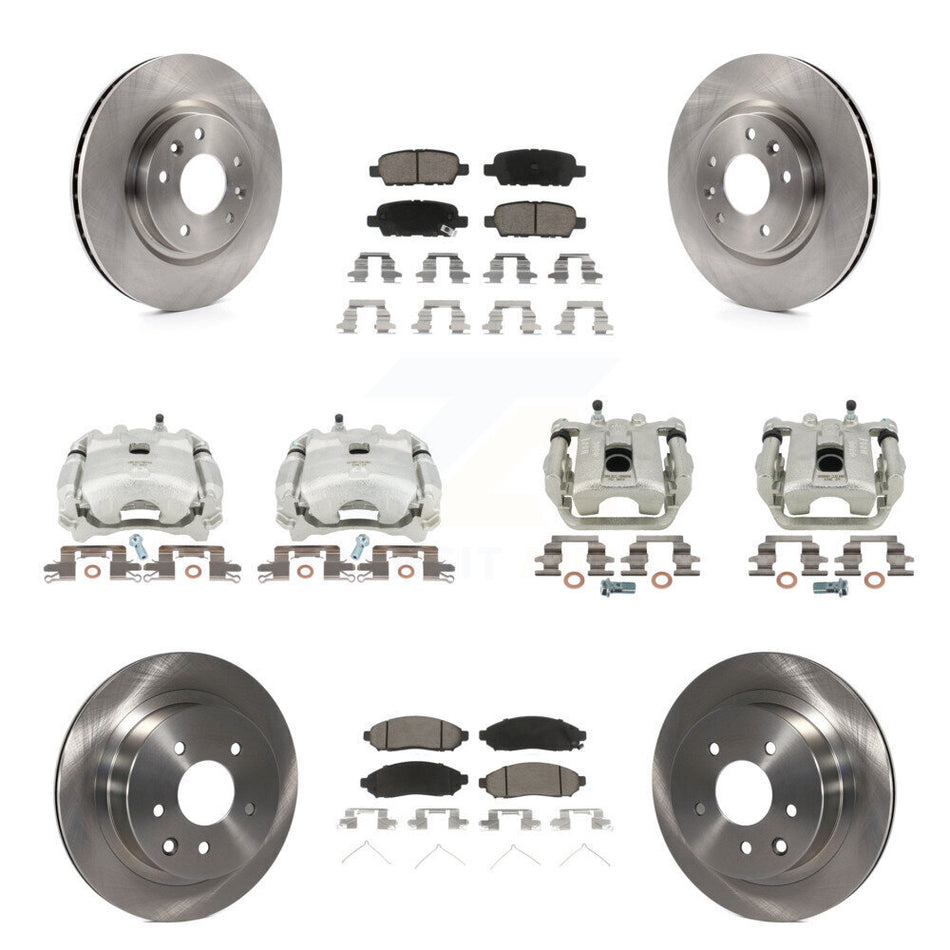 Front Rear Disc Brake Caliper Rotors And Ceramic Pads Kit (10Pc) For 2015 Nissan LEAF Vehicles Manufactured In Japan KC8-100946C
