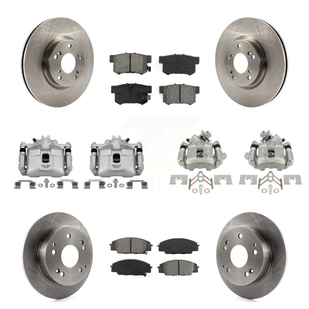Front Rear Brake Caliper Rotor & Semi-Metallic Pad Kit (10Pc) For 02-06 Acura RSX Type-S KC8-100946S