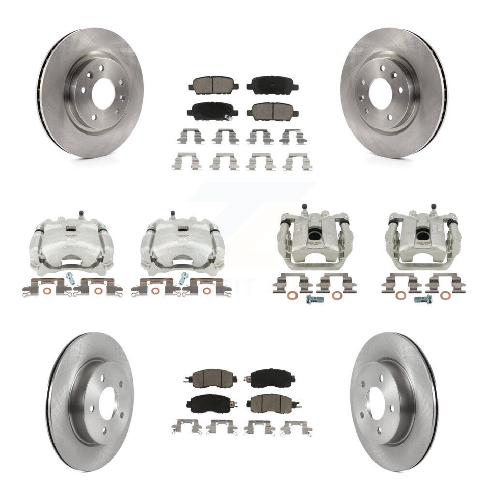 Front Rear Disc Brake Caliper Rotors And Ceramic Pads Kit (10Pc) For 2017 Nissan LEAF With Electric Parking KC8-100947C