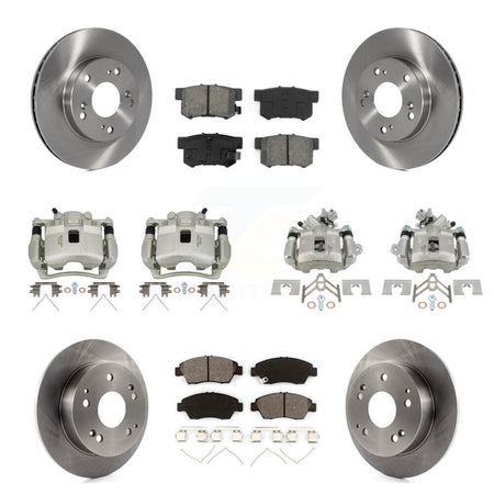 Front Rear Brake Caliper Rotors & Semi-Metallic Pad Kit (10Pc) For Honda Civic Acura RSX KC8-100947S