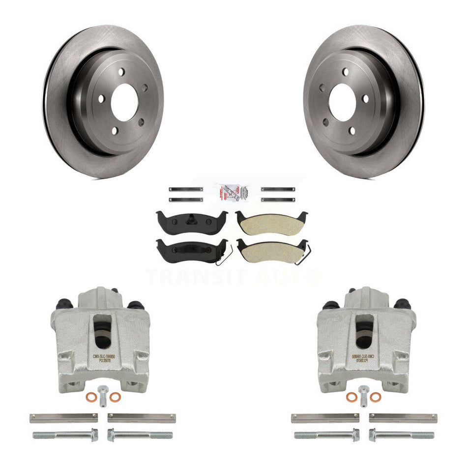 Rear Disc Brake Caliper Rotors And Semi-Metallic Pads Kit For Ford Crown Victoria Mercury Grand Marquis Marauder KC8-100950N