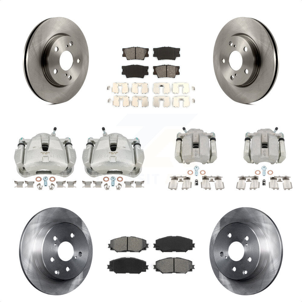 Front Rear Disc Brake Caliper Rotors And Semi-Metallic Pads Kit (10Pc) For Toyota RAV4 KC8-100950S by Transit Auto