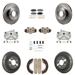 Front Rear Disc Brake Caliper Rotors Drums Ceramic Pads Shoes Wheel Cylinders And Hardware Kit (11Pc) For Honda Civic With 4 Lug Wheels KC8-100950T
