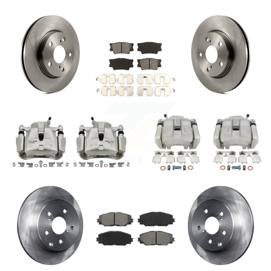 Front Rear Disc Brake Caliper Rotors And Semi-Metallic Pads Kit (10Pc) For Toyota RAV4 KC8-100951S