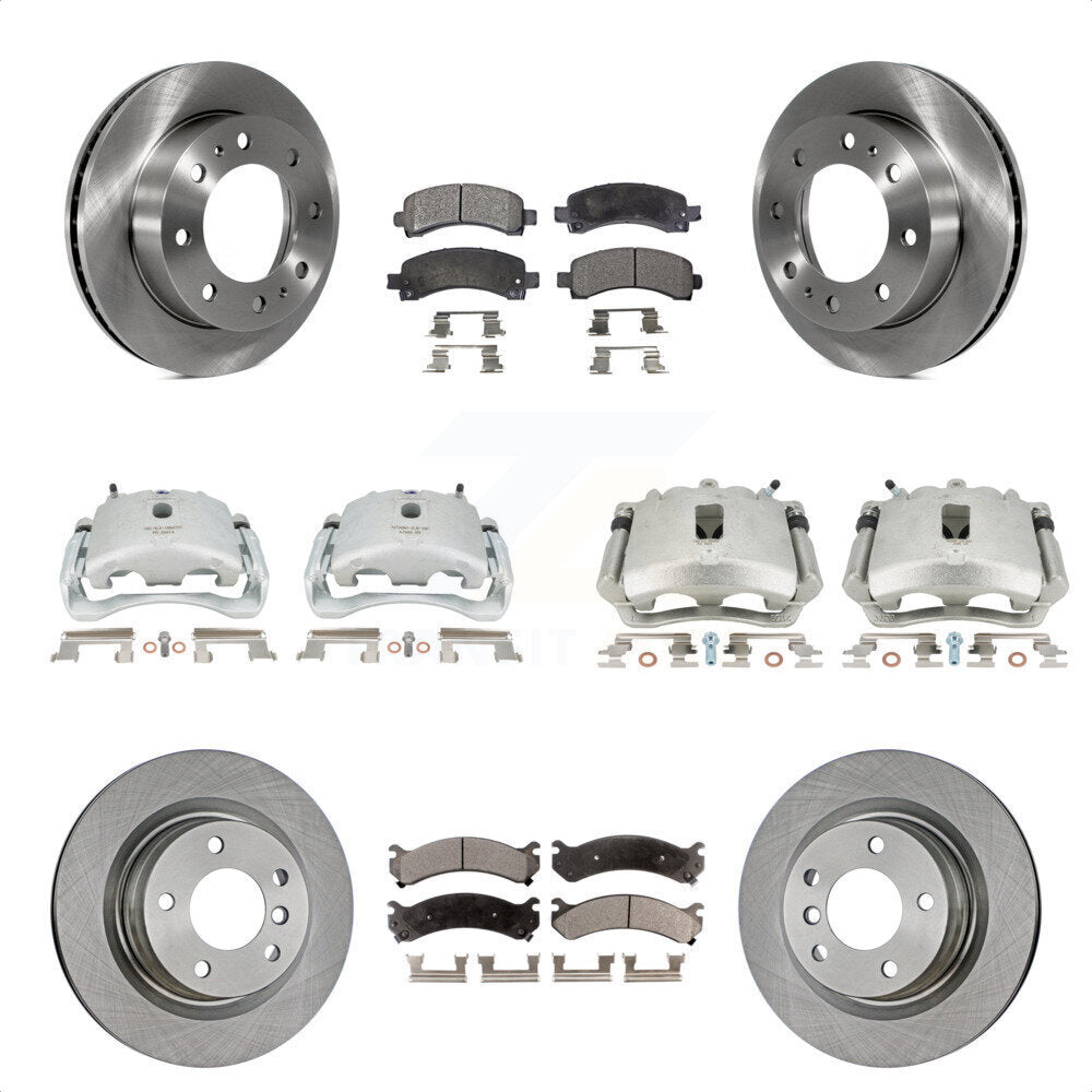 Front Rear Disc Brake Caliper Rotors And Semi-Metallic Pads Kit (10Pc) For Chevrolet Express 2500 GMC Savana KC8-100953P by Transit Auto