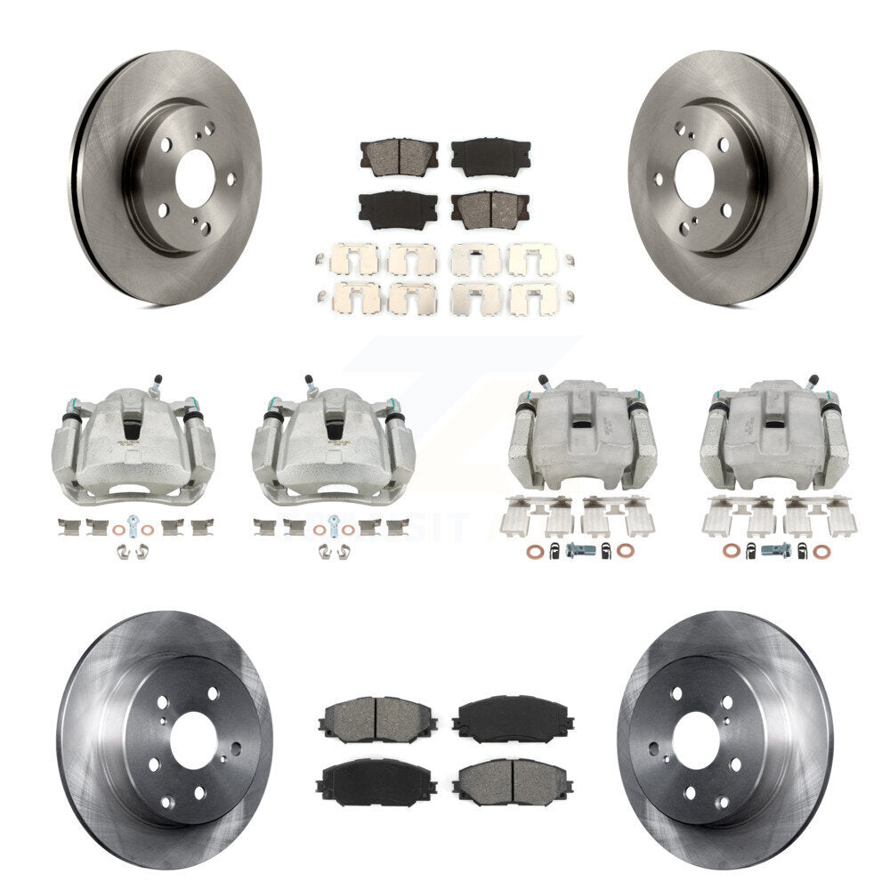 Front Rear Disc Brake Caliper Rotors And Semi-Metallic Pad Kit (10Pc) For Toyota RAV4 LE KC8-100953S