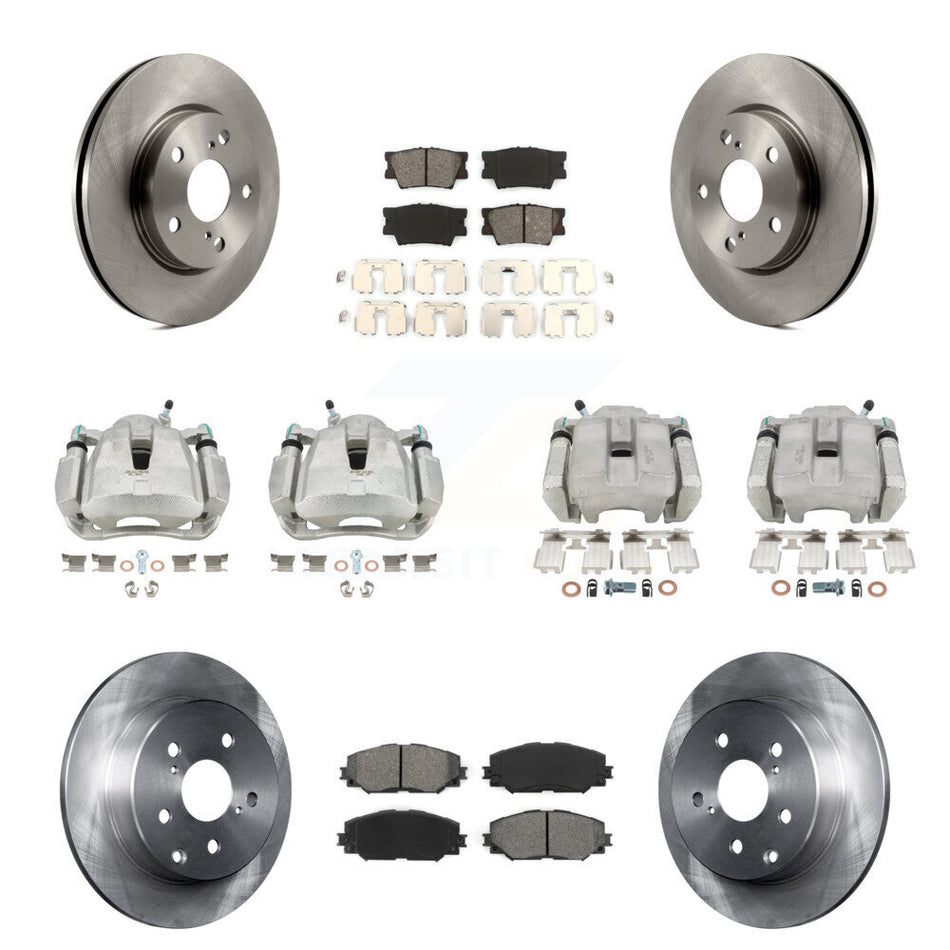 Front Rear Brake Caliper Rotor Semi-Metallic Pad Kit (10Pc) For 2014-2015 Toyota RAV4 LE KC8-100955S