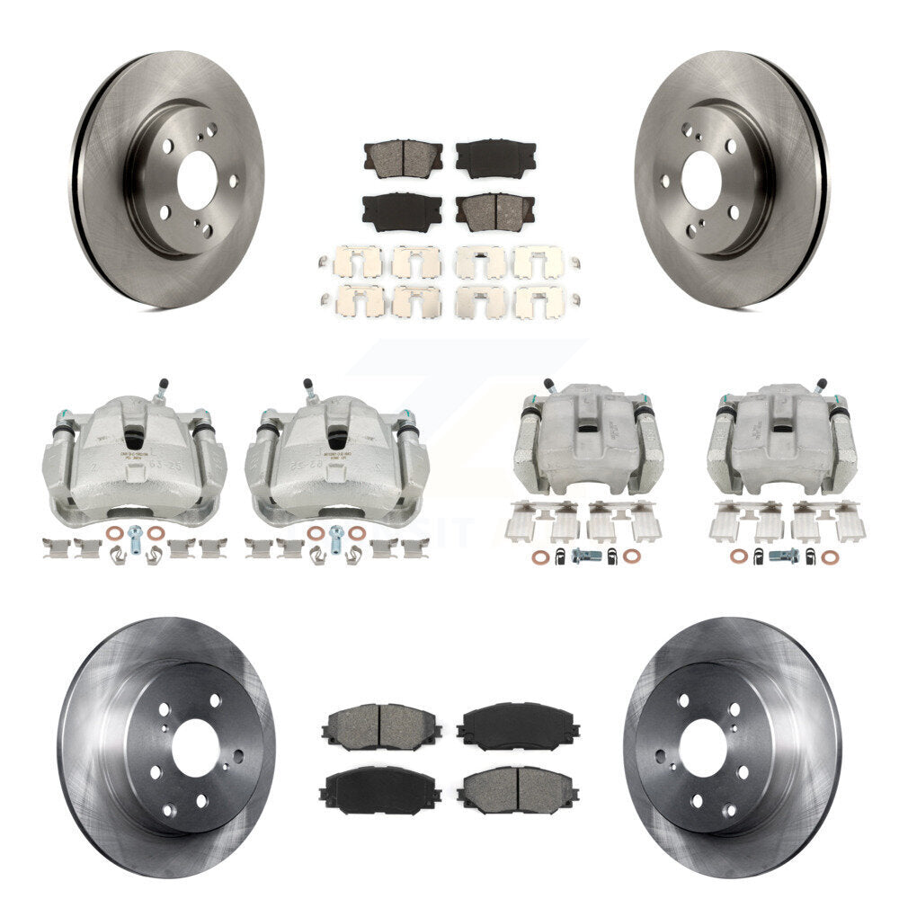 Front Rear Brake Caliper Rotor Semi-Metallic Pad Kit (10Pc) For 2014-2015 Toyota RAV4 LE KC8-100956S