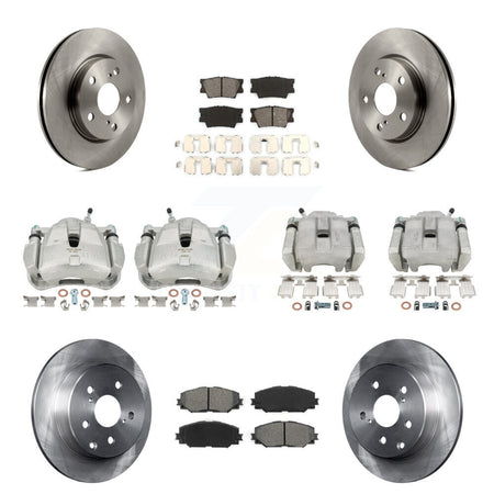Front Rear Brake Caliper Rotor Semi-Metallic Pad Kit (10Pc) For 2014-2015 Toyota RAV4 LE KC8-100956S