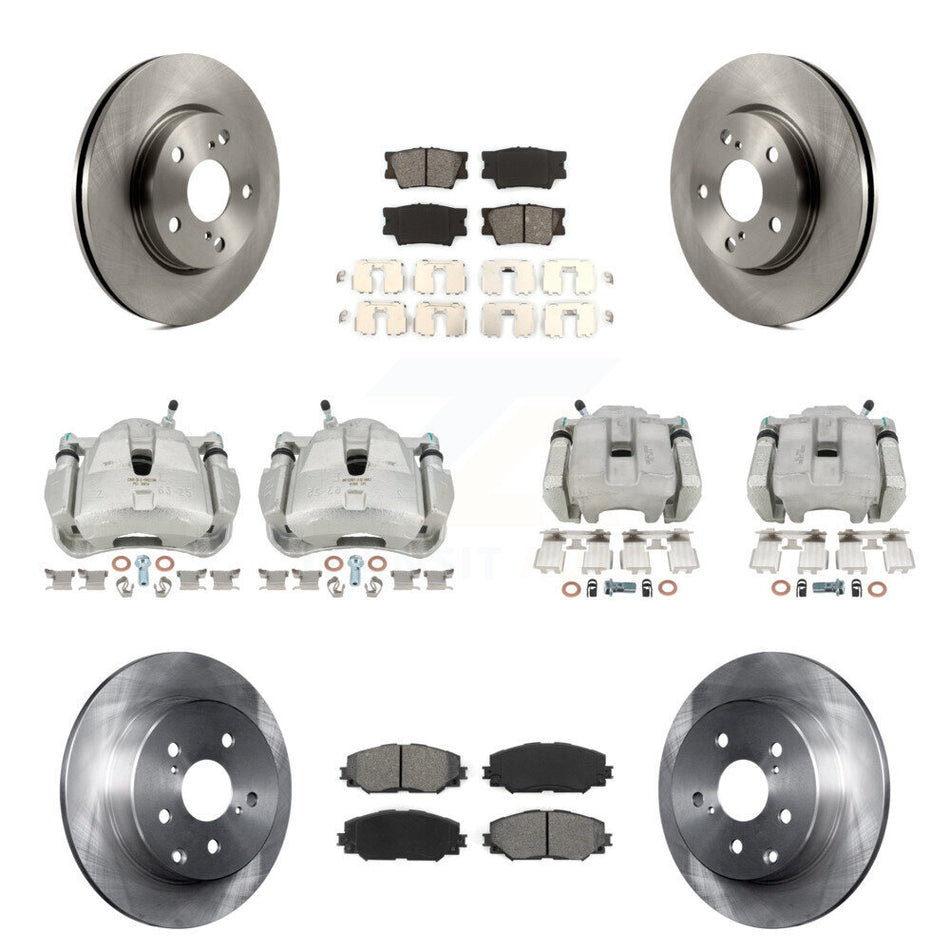 Front Rear Brake Caliper Rotor Semi-Metallic Pad Kit (10Pc) For 2014-2015 Toyota RAV4 LE KC8-100956S