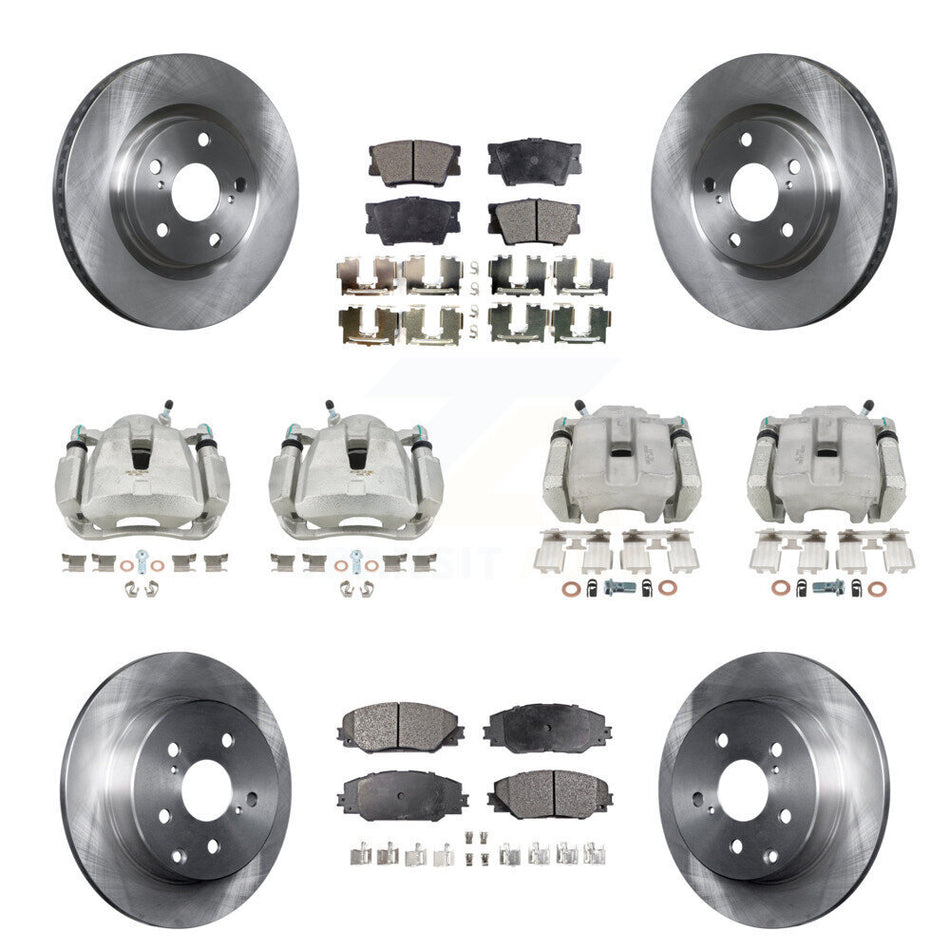 Front Rear Disc Brake Caliper Rotors And Semi-Metallic Pads Kit (10Pc) For Toyota RAV4 KC8-100958P