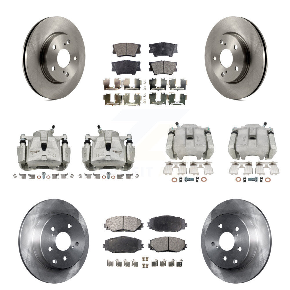 Front Rear Disc Brake Caliper Rotors And Semi-Metallic Pads Kit (10Pc) For Toyota RAV4 KC8-100959P