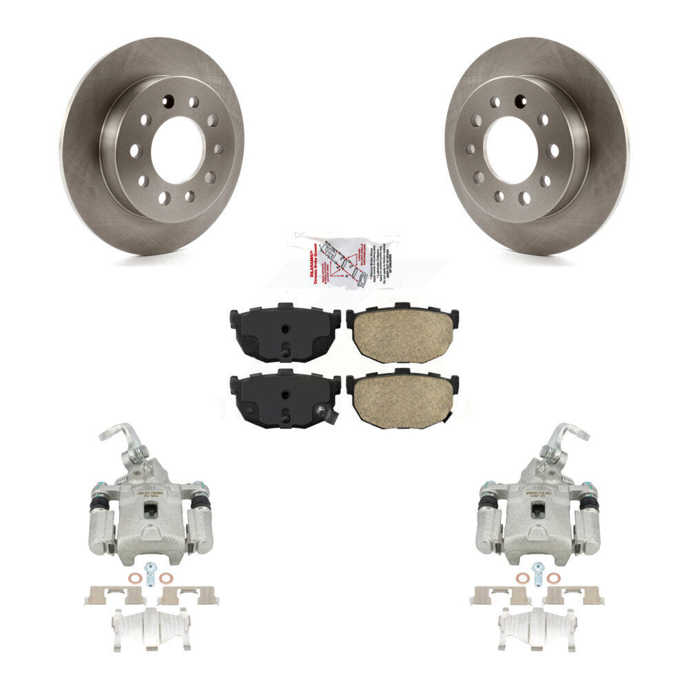 Rear Disc Brake Caliper Rotors And Ceramic Pads Kit For Hyundai Tiburon KC8-100960N by Transit Auto