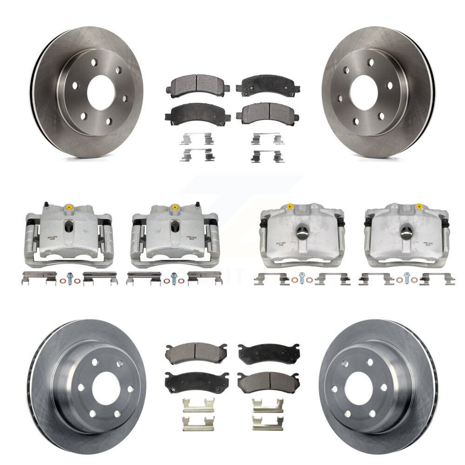 Front Rear Brake Caliper Rotor Semi-Metallic Pad Kit (10Pc) For Chevrolet Avalanche 1500 KC8-100961P