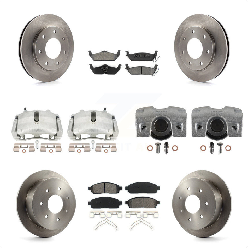 Front Rear Disc Brake Caliper Rotors And Semi-Metallic Pads Kit (10Pc) For 2004 Ford F-150 4WD With 7 Lug Wheels 11th Digit Of Vin Is C KC8-100963S by Transit Auto