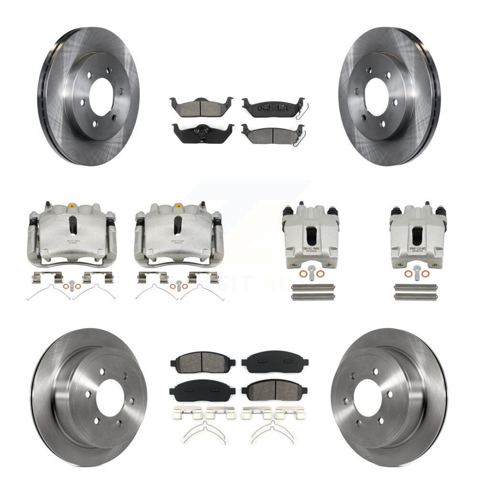 Front Rear Disc Brake Caliper Rotors And Semi-Metallic Pads Kit (10Pc) For Ford F-150 Lincoln Mark LT 4WD KC8-100964S