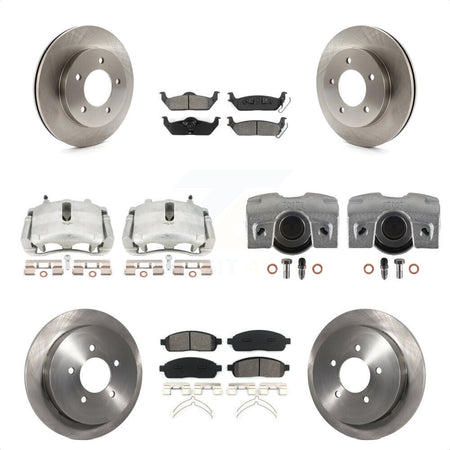 Front Rear Disc Brake Caliper Rotors And Semi-Metallic Pads Kit (10Pc) For 2004 Ford F-150 4WD With 5 Lug Wheels 11th Digit Of Vin Is C KC8-100965S by Transit Auto