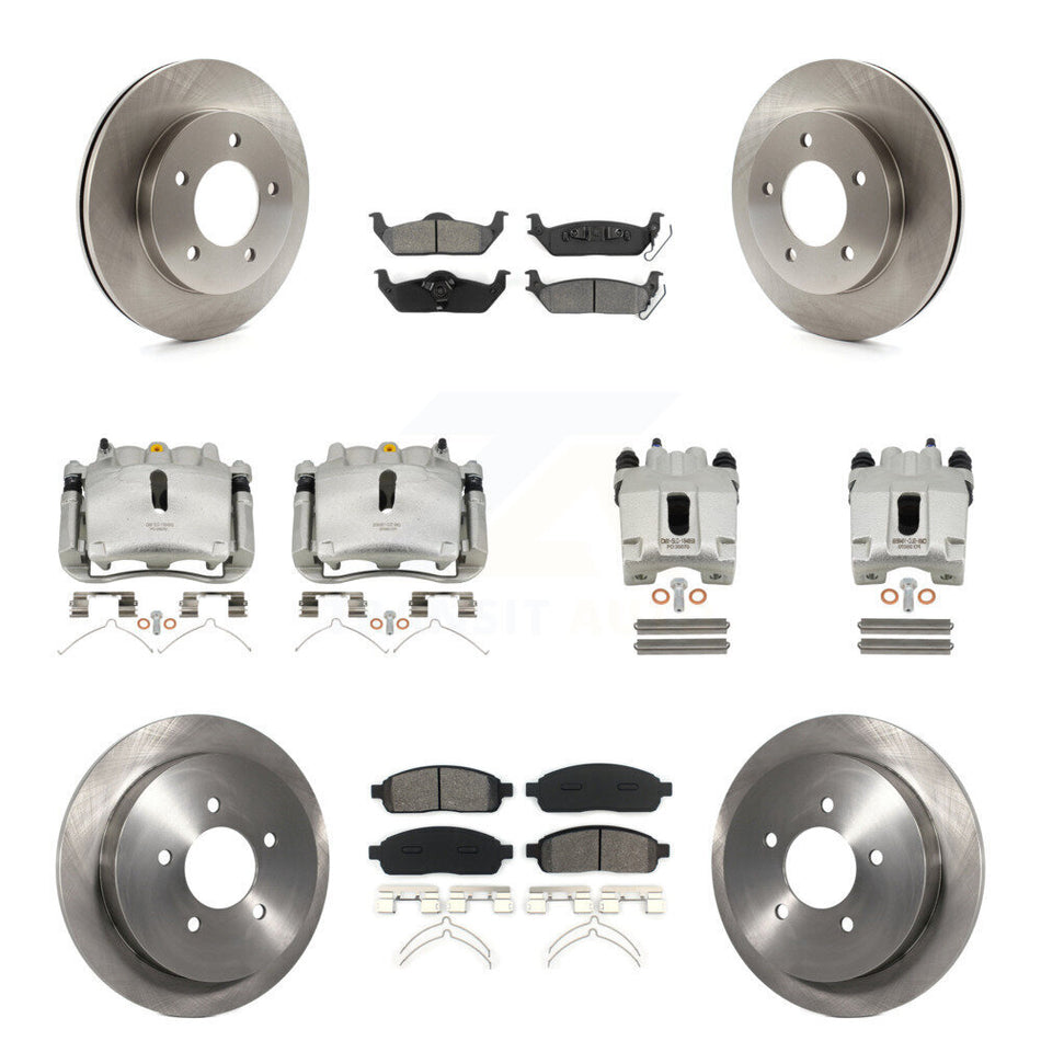 Front Rear Disc Brake Caliper Rotors And Semi-Metallic Pads Kit (10Pc) For 2004 Ford F-150 4WD With 5 Lug Wheels 11th Digit Of Vin Is C KC8-100965S