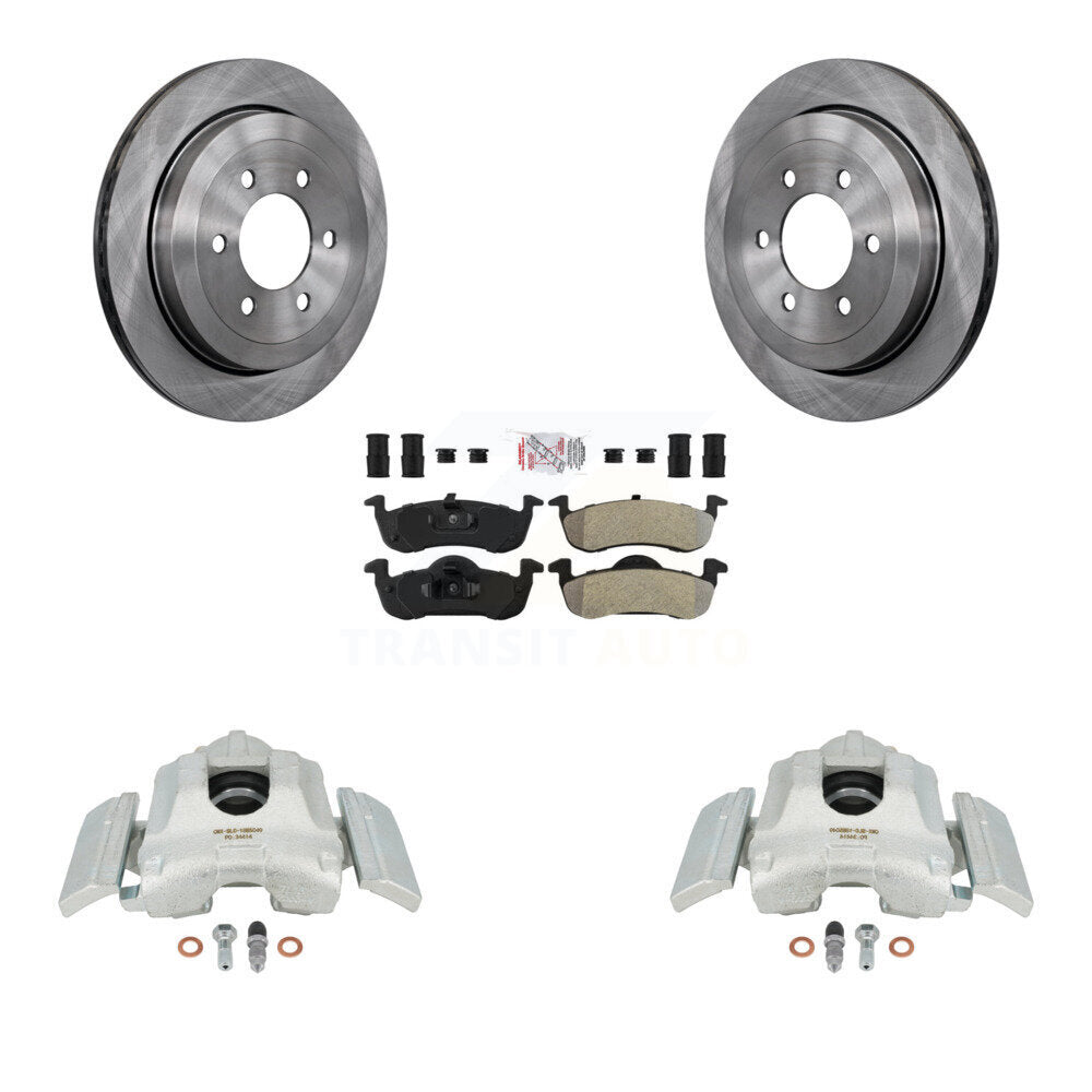 Rear Disc Brake Caliper Rotors And Semi-Metallic Pads Kit For 2007-2017 Ford Expedition Lincoln Navigator KC8-100966N by Transit Auto