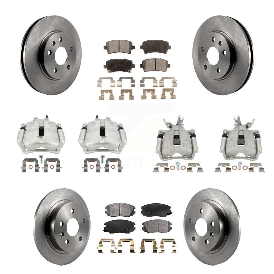 Front Rear Brake Caliper Rotor Semi-Metallic Pad Kit (10Pc) For Chevrolet Malibu Limited KC8-100966P
