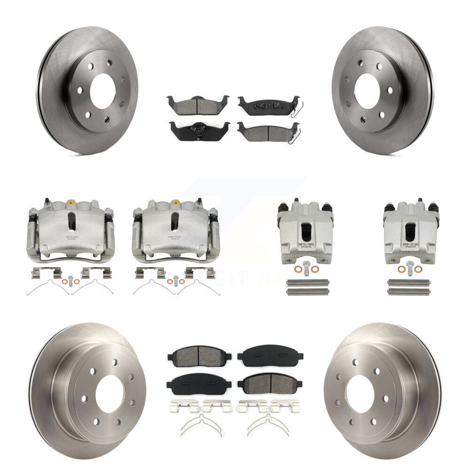 Front Rear Disc Brake Caliper Rotors And Semi-Metallic Pads Kit (10Pc) For Ford F-150 Lincoln Mark LT 4WD KC8-100966S