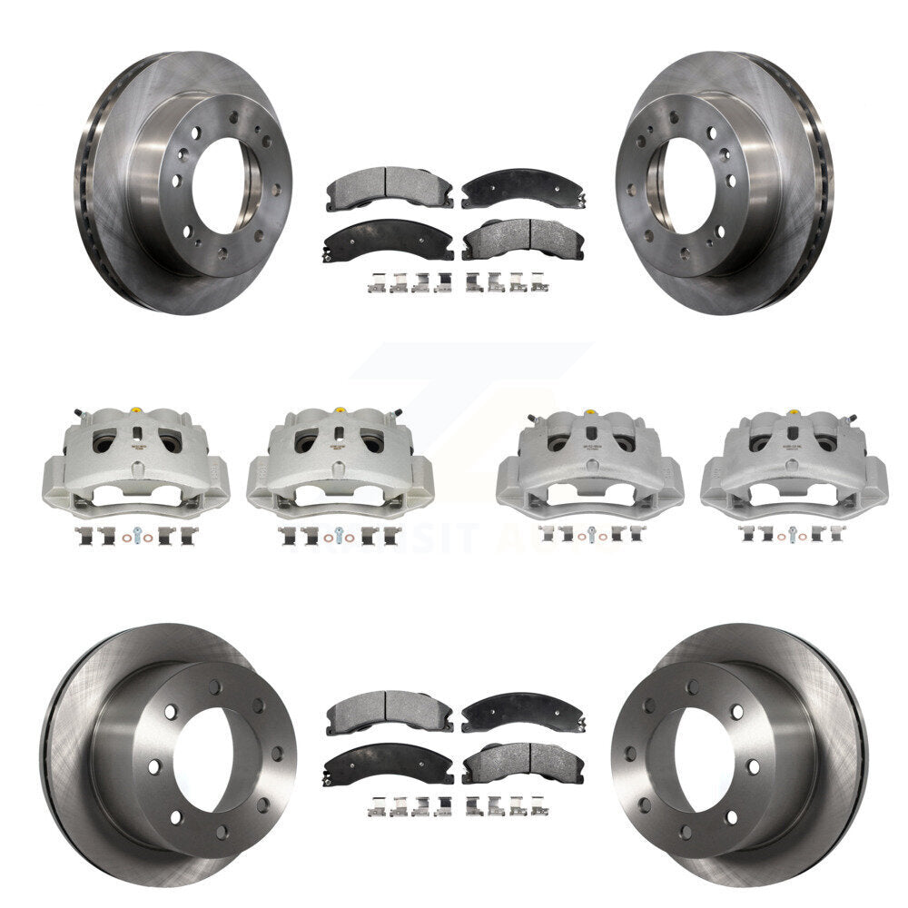 Front Rear Disc Brake Caliper Rotors Semi-Metallic Pad Kit (10Pc) For GMC Sierra 3500 HD KC8-100967P