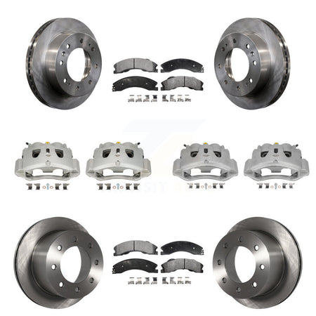 Front Rear Disc Brake Caliper Rotors Semi-Metallic Pad Kit (10Pc) For GMC Sierra 3500 HD KC8-100967P