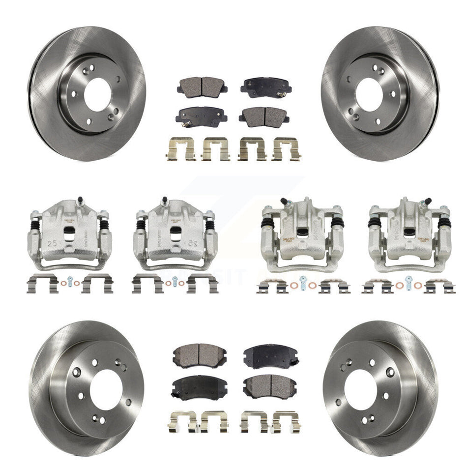 Front Rear Disc Brake Caliper Rotors And Ceramic Pads Kit (10Pc) For 2012-2013 Kia Soul KC8-100967T