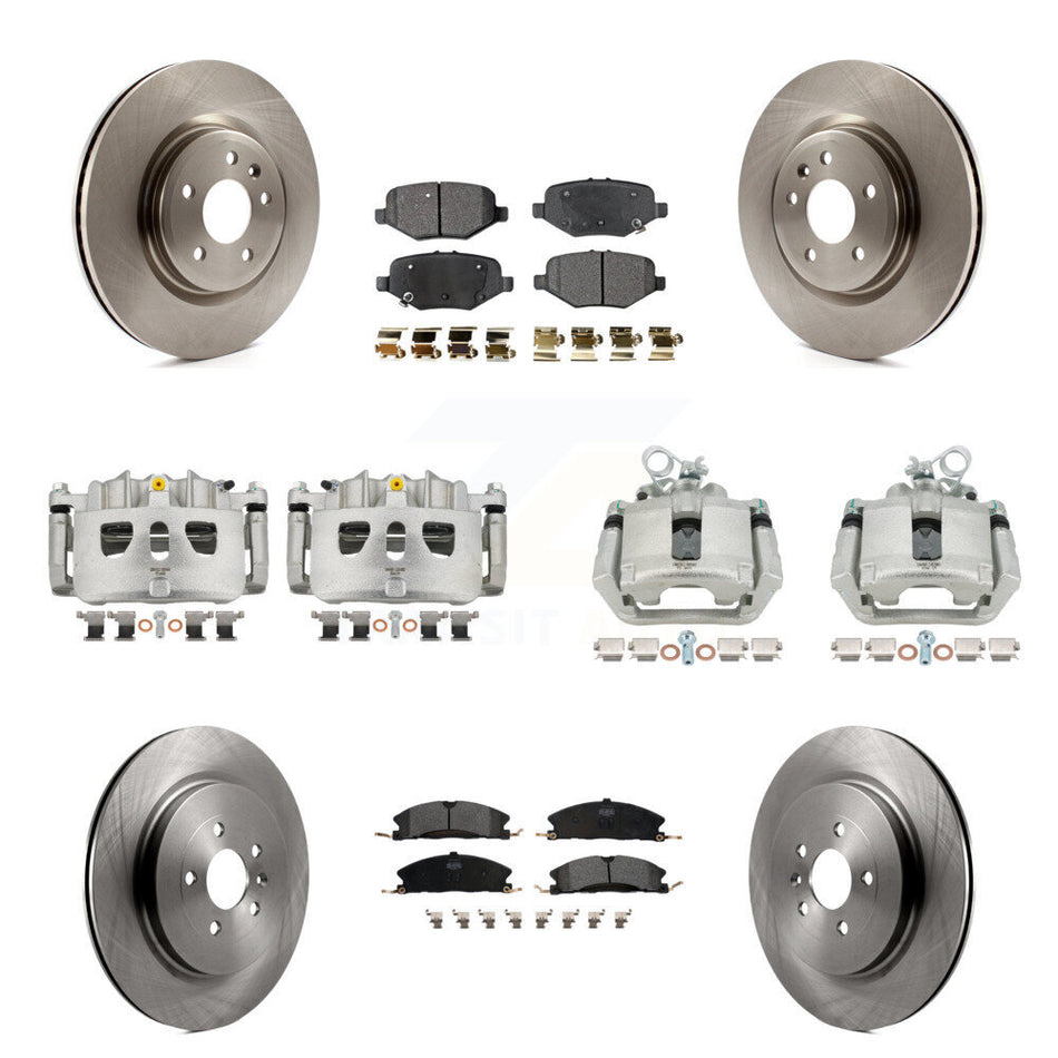 Front Rear Brake Caliper Rotor Semi-Metallic Pad Kit (10Pc) For 2013 Ford Explorer Sport KC8-100969P
