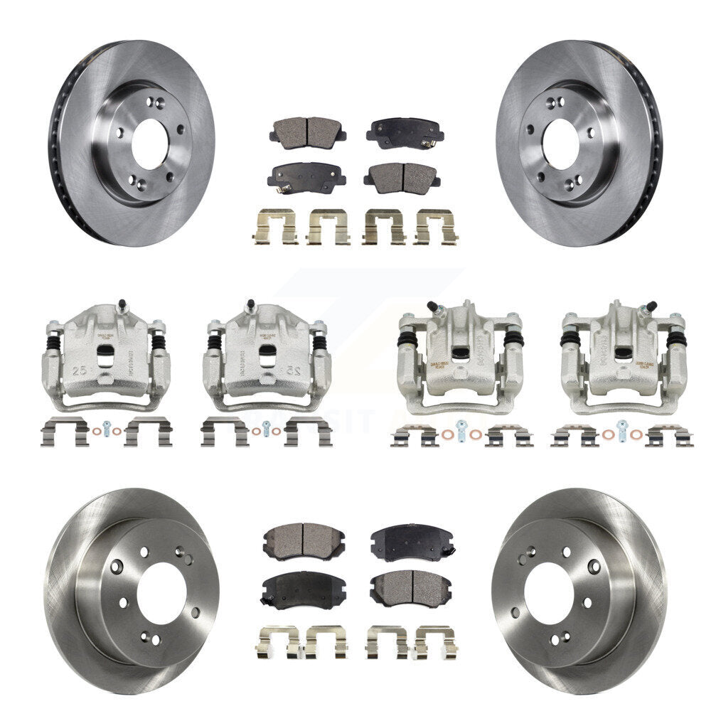 Front Rear Disc Brake Caliper Rotor & Ceramic Pad Kit (10Pc) For 2010-2011 Kia Soul 2.0L KC8-100969T