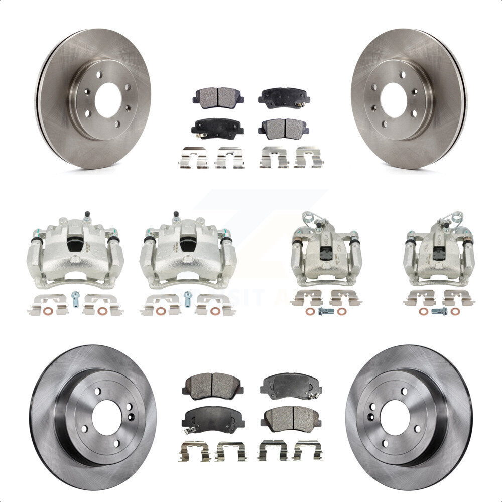 Front Rear Disc Brake Caliper Rotors And Ceramic Pads Kit (10Pc) For 2012-2016 Hyundai Accent KC8-100970T by Transit Auto