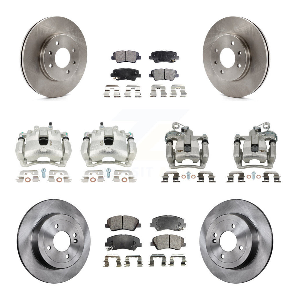 Front Rear Disc Brake Caliper Rotors And Ceramic Pads Kit (10Pc) For 2012-2016 Hyundai Accent KC8-100970T