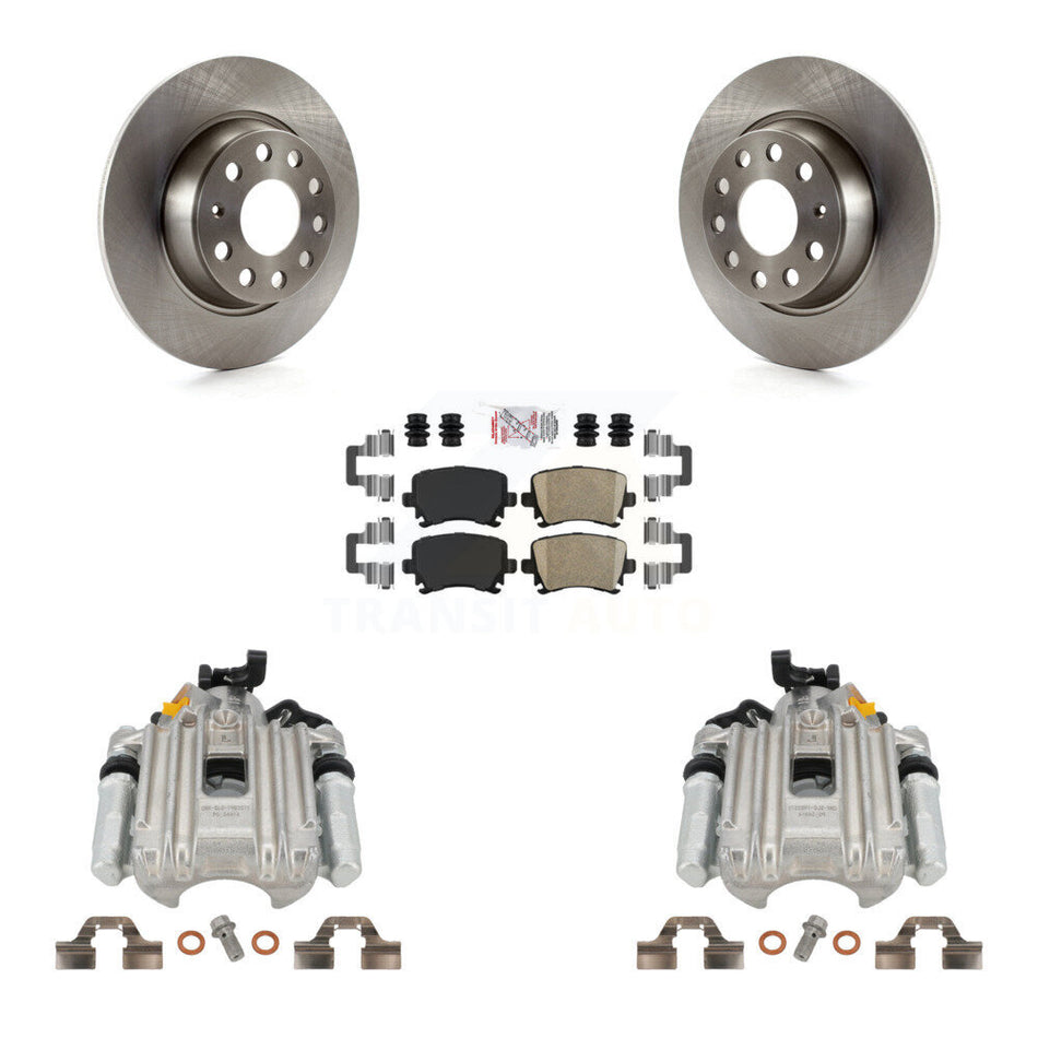 Rear Disc Brake Caliper Rotors And Ceramic Pads Kit For Volkswagen Jetta With 286mm Diameter Rotor 7th 8th Digit Of VIN Is "1K" KC8-100971N