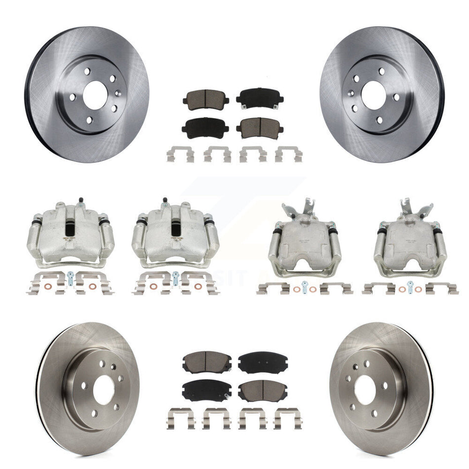 Front Rear Disc Brake Caliper Rotors And Ceramic Pads Kit (10Pc) For 2014-2015 Chevrolet Malibu 2.0L with Turbocharged With 17" Factory Wheels KC8-100972C