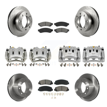 Front Rear Brake Caliper Rotors & Semi-Metallic Pad Kit (10Pc) For Ford F-250 Super Duty KC8-100972S