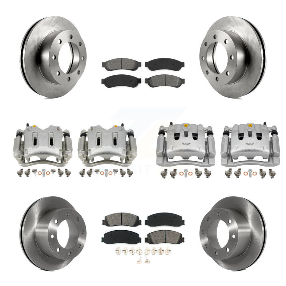 Front Rear Brake Caliper Rotors & Semi-Metallic Pad Kit (10Pc) For Ford F-250 Super Duty KC8-100972S
