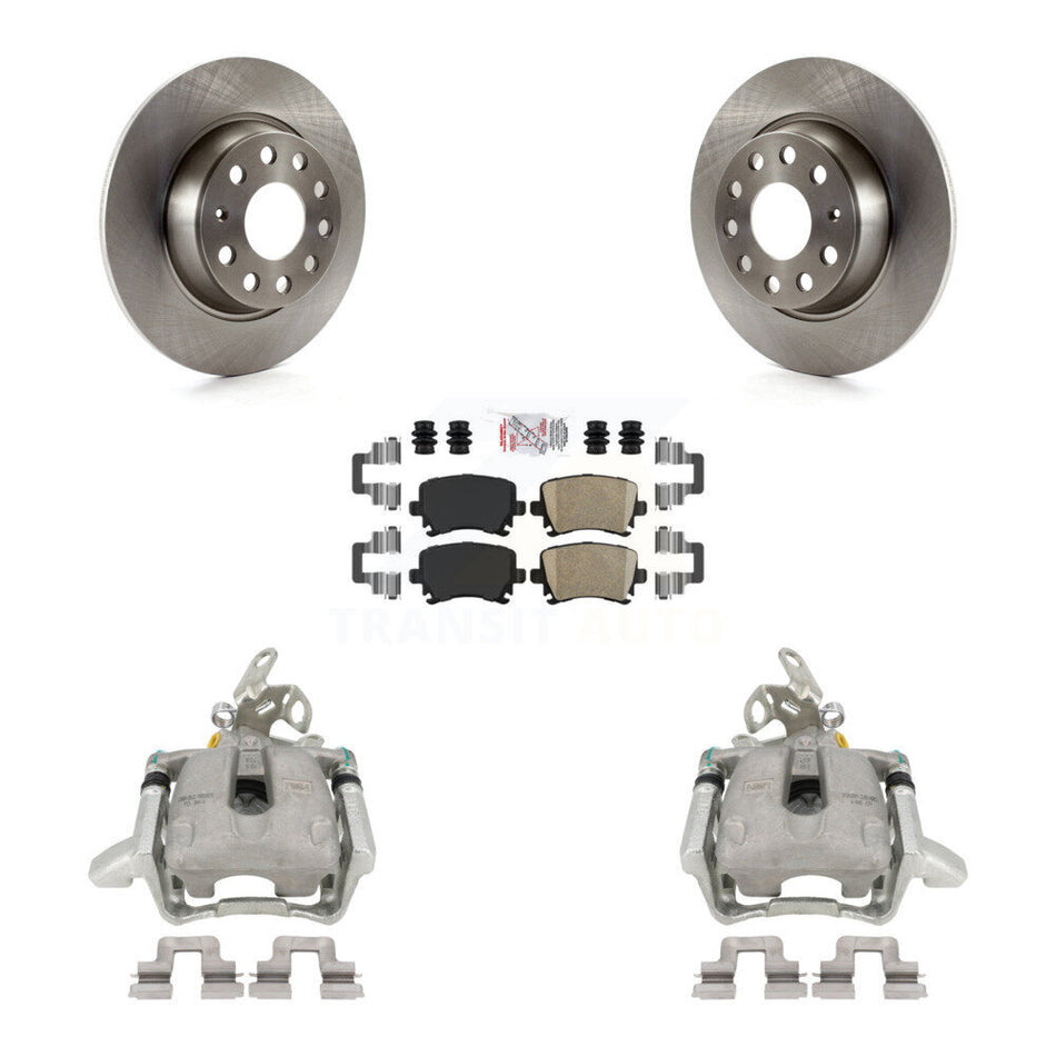 Rear Disc Brake Caliper Rotors And Ceramic Pads Kit For Volkswagen Jetta GTI Audi A3 Quattro KC8-100973N by Transit Auto